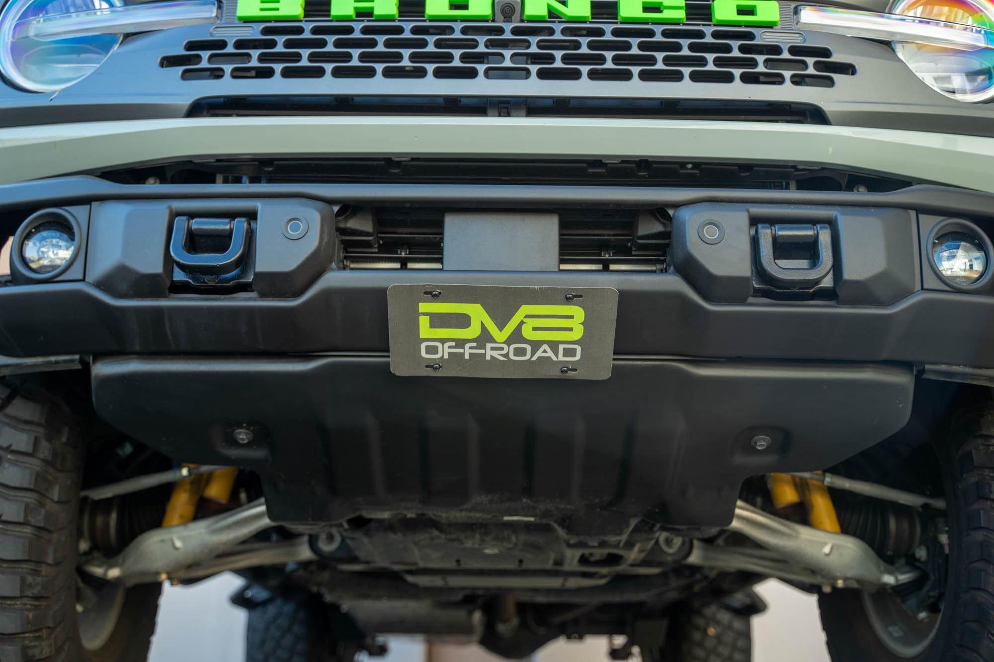 Slanted Front License Plate Mount Capable for The 2021-2024 Ford Bronco | Fits The Factory Capable Steel Front Bumper ONLY | Relocates License Plate Below The Grille | DV8 Offroad