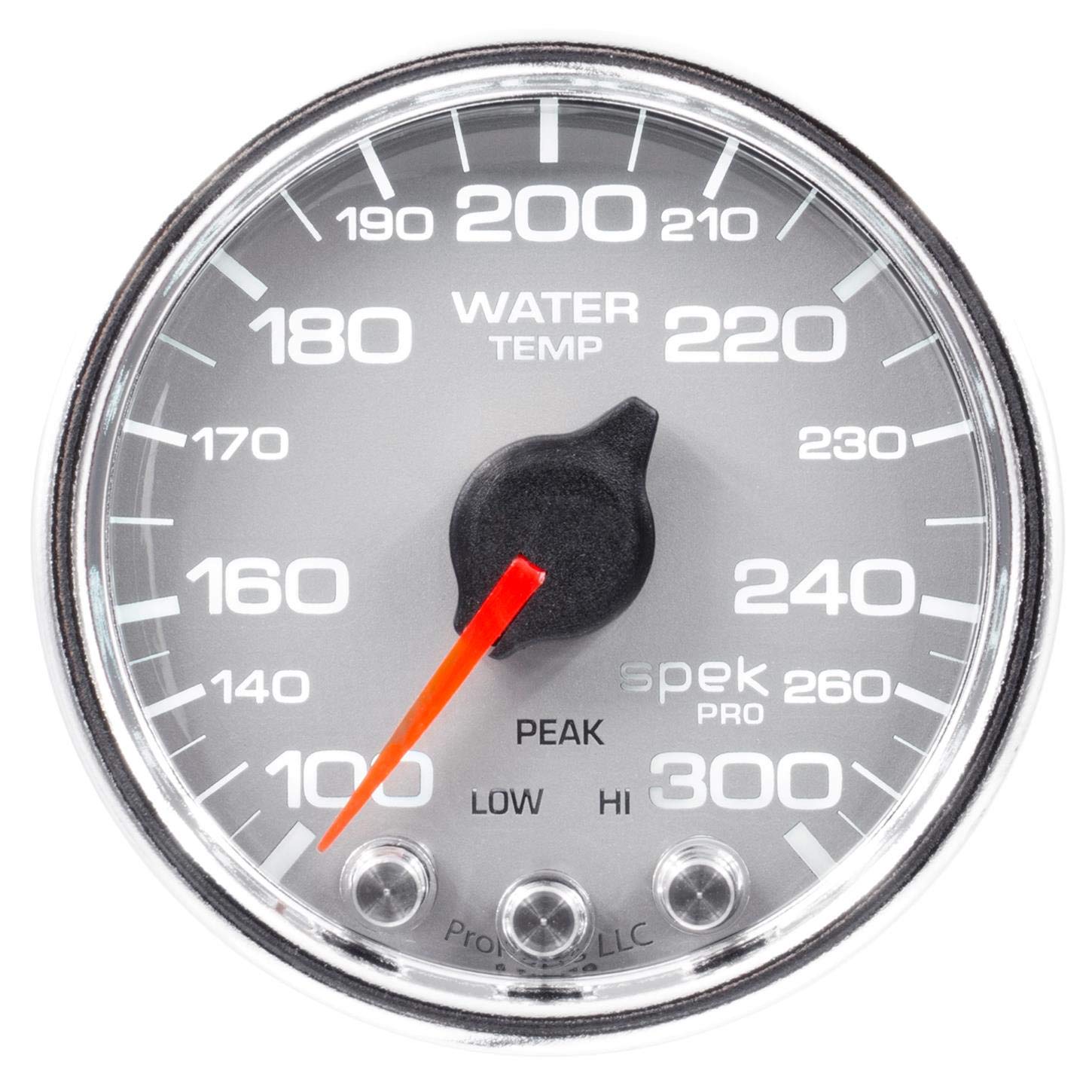Gauge AUTO METER P34621 Water Temp (Spek-Pro 2 1/16", 300ºf, Stepper Motorwith Peak & Warn, Slvr/Chrm, Spek-Pro)