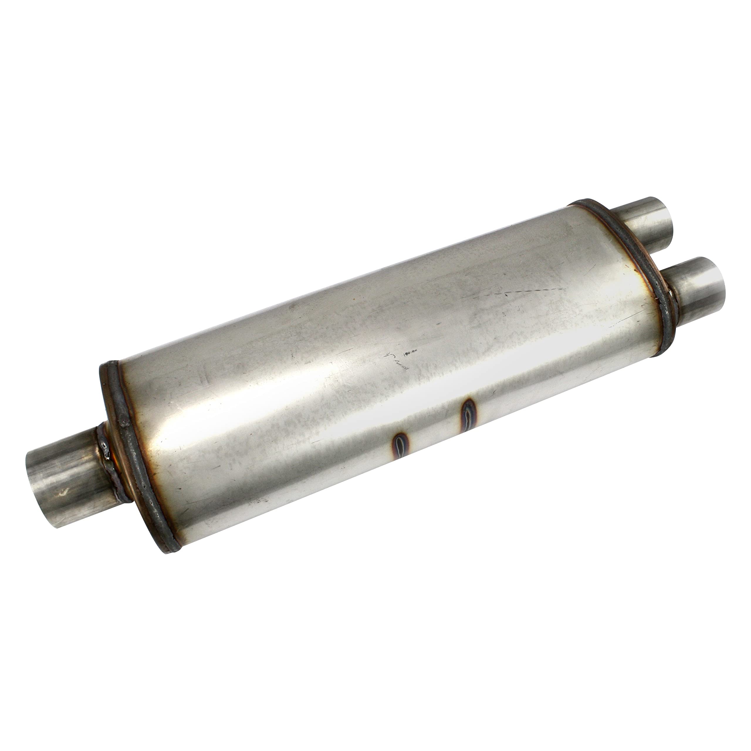 Muffler JBA 40-252500 ('Universal' Chambered 304SS 25'X8'X5' 3' Center inlet/2.5' Dual outlet), 1 Pack