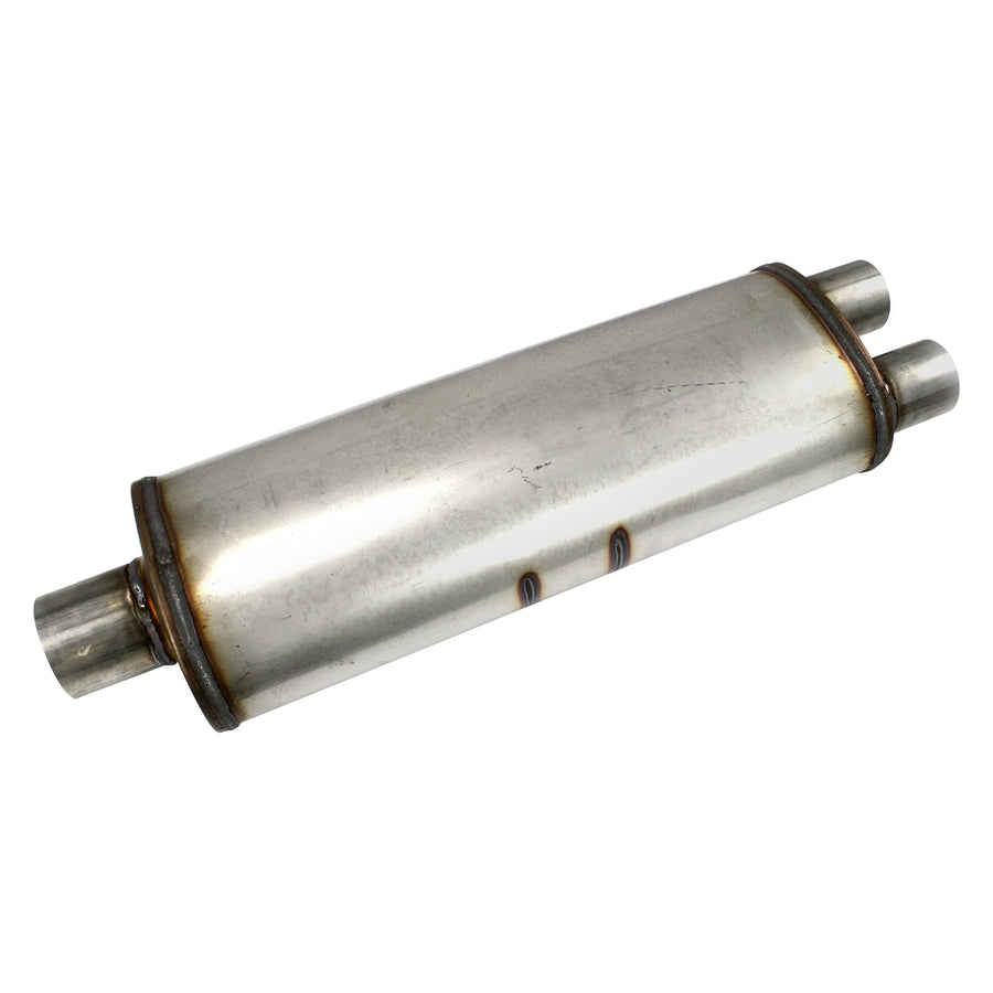 Muffler JBA 40-252500 ('Universal' Chambered 304SS 25'X8'X5' 3' Center inlet/2.5' Dual outlet), 1 Pack