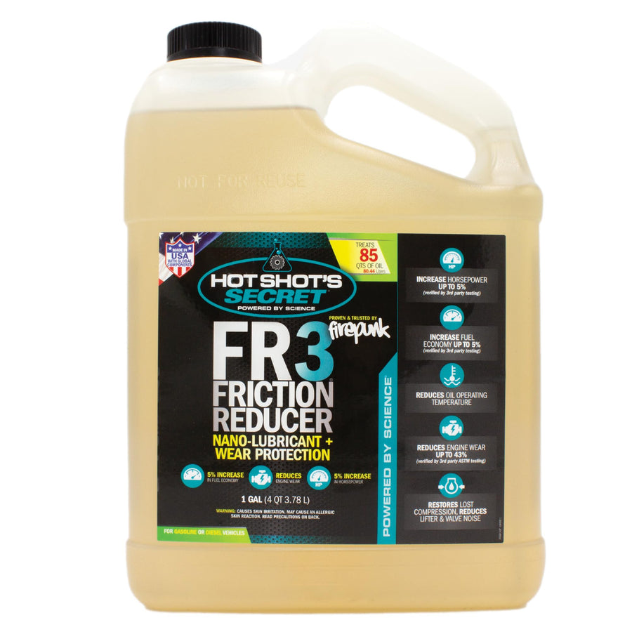 Friction Reducer Hot Shot's Secret FR3 1 Gallon Synthetic Oil Additive Protects Engine & Improves Performance, Friction Modifier for Gas & Diesel Engines Increases Fuel Economy HSSFR332Z