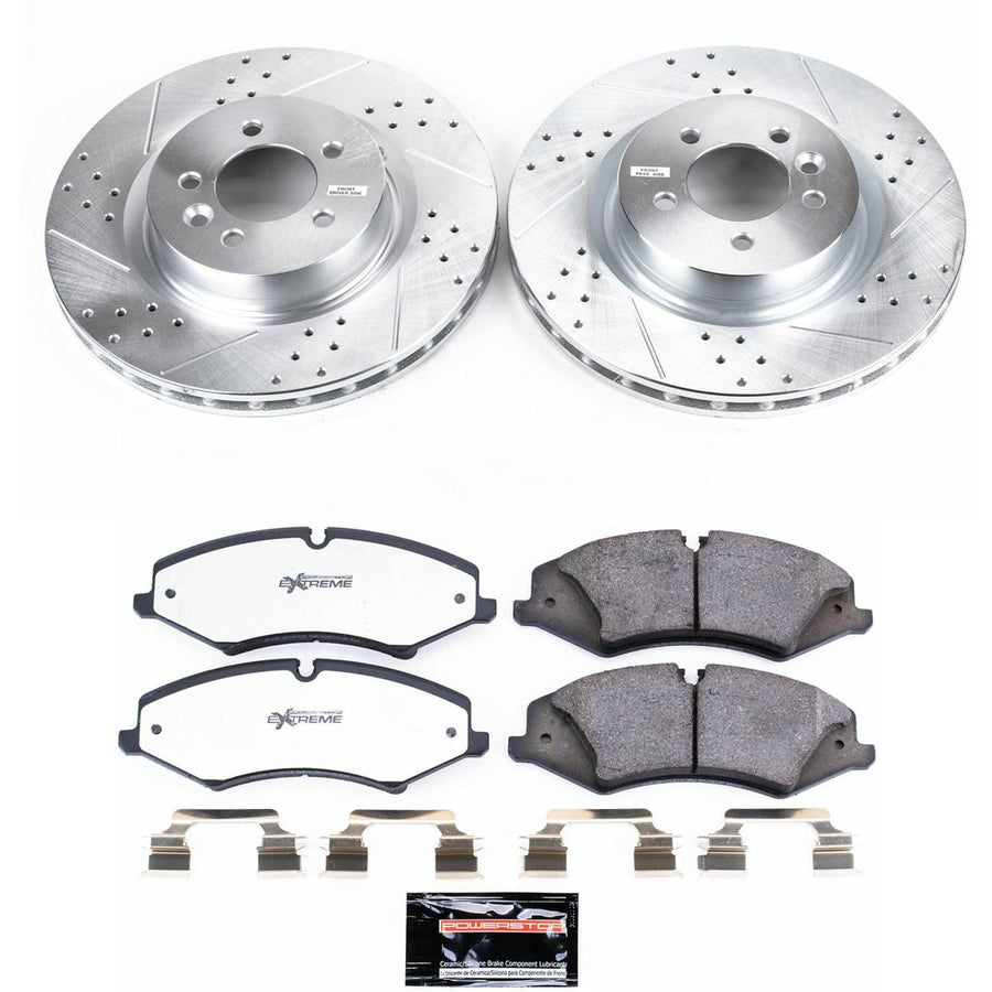 Front Brake Kit Power Stop For 2010 Land Rover LR4 - Truck & Tow Carbon Fiber Ceramic Brake Pads & Drilled and Slotted Rotors Replacement, K6719-36