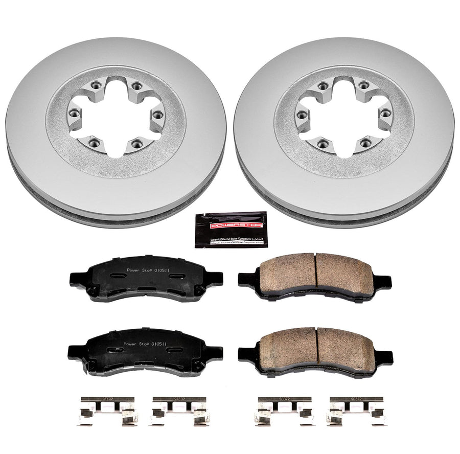 Power Stop Coated Brake Rotor CRK5405 & Ceramic Brake Pads- front For Chevrolet Colorado 2009-2012, GMC Canyon 2009-2012 [Model Specific]