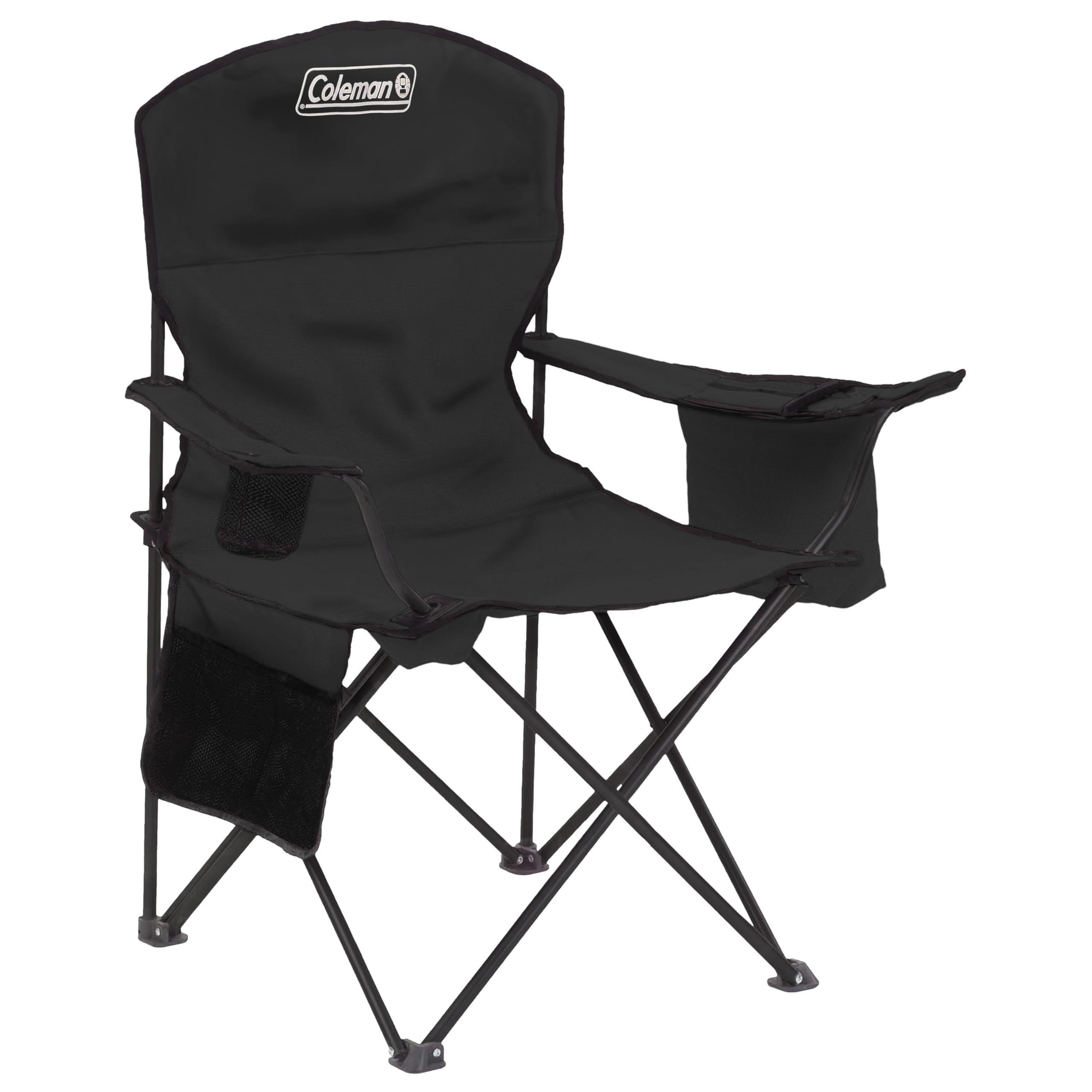Coleman Camping Chair Portable with 4-Can Cooler, Cushioned Seat & Back with Side Pockets & Cup Holder, Carry Bag Included, Great for Camping, Tailgating, Firepits, Patio, & More