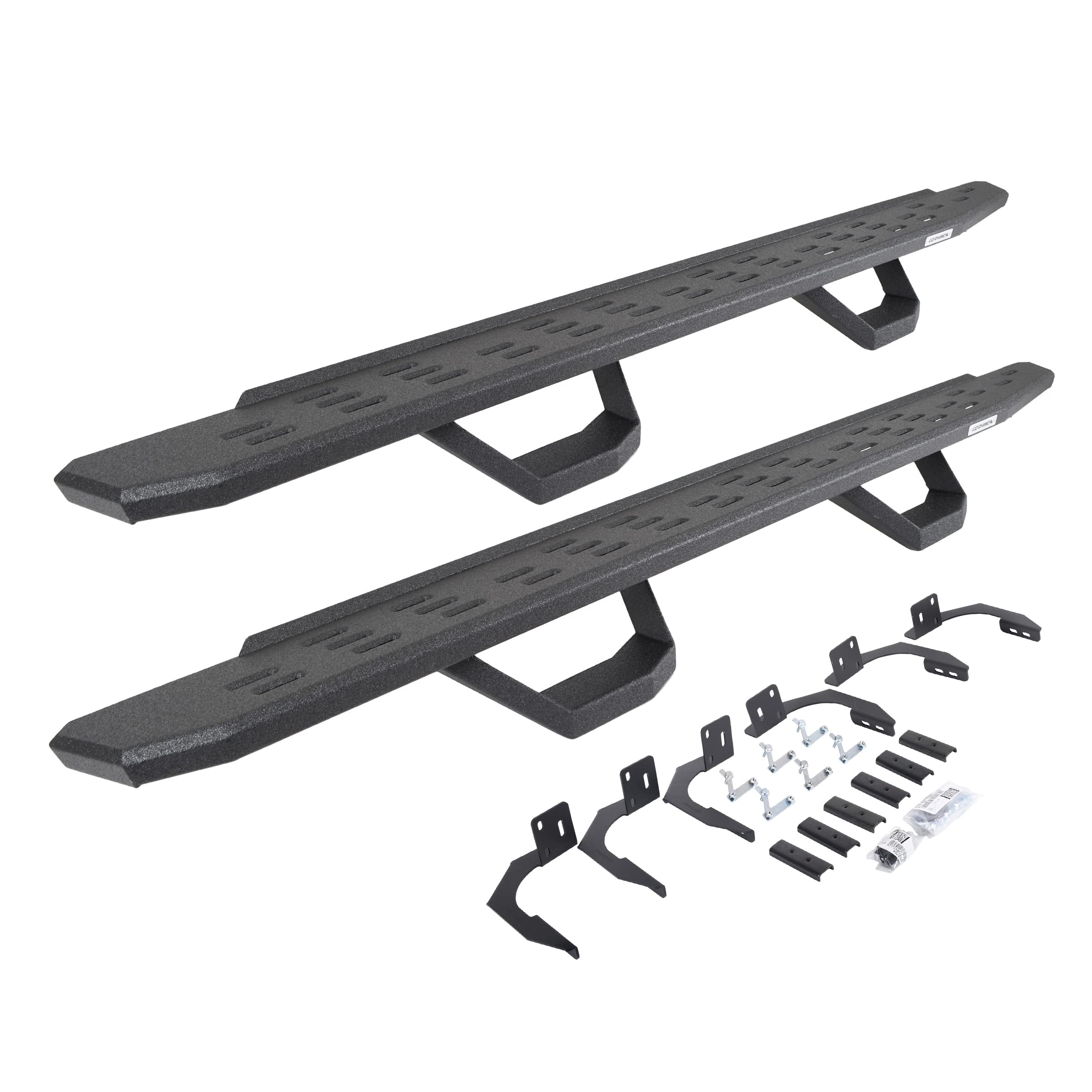 Go Rhino Running Boards RB30, Brackets, & 2 Pair of Drop Steps | Galvanized Steel, Protective Bedliner Coating | 6960998020T | Fits 2009-2014 RAM 1500 Quad Cab Pickup
