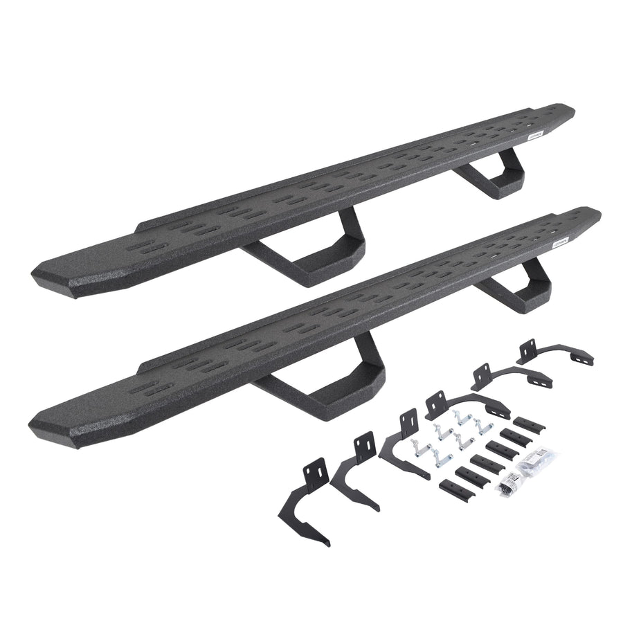 Go Rhino Running Boards RB30, Brackets, & 2 Pair of Drop Steps | Galvanized Steel, Protective Bedliner Coating | 6960998020T | Fits 2009-2014 RAM 1500 Quad Cab Pickup