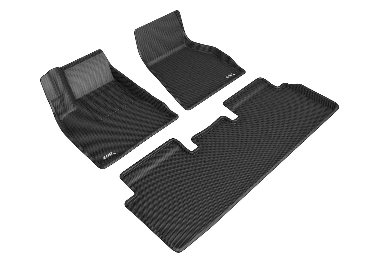 Kagu 3D MAXpider Custom Fit Floor Mat (Black) Compatible with Tesla Model S 2020-2021 - Full Set