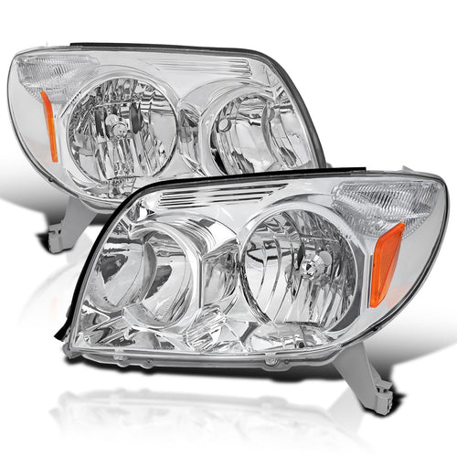 Chrome Headlights SPEC-D TUNING Compatible with 2003-2005 Toyota 4Runner, Left + Right Head Lamps Assembly