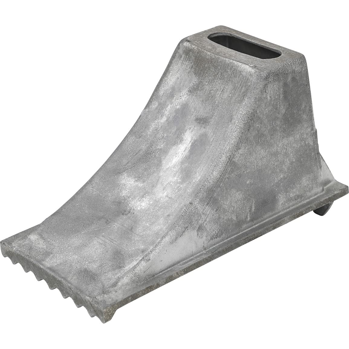 Aluminum Wheel Chock Buyers Products WC1267, 6.25 x 12.25 x 7 Inch, Steep Slope Design with Rugged Teeth for Extra Stability, Silver
