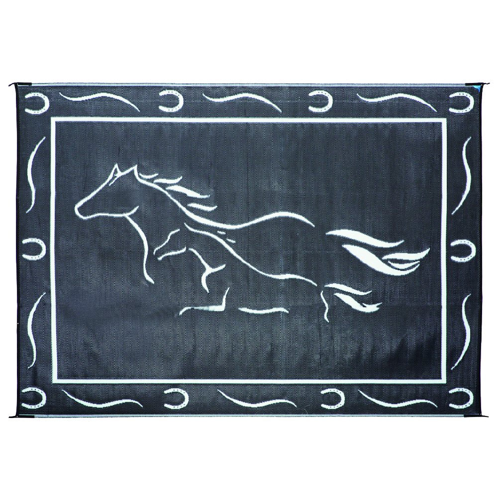 Camping Stylish GH8111 Black/White 8-Feet x11-Feet Galloping Horses Mat