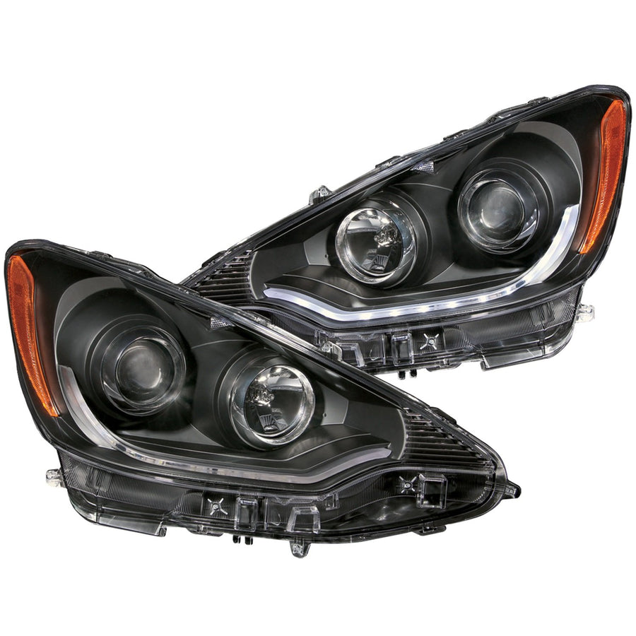 Black/Clear/Amber AnzoUSA 121474 Plank Style Projector Headlights for Toyota Prius