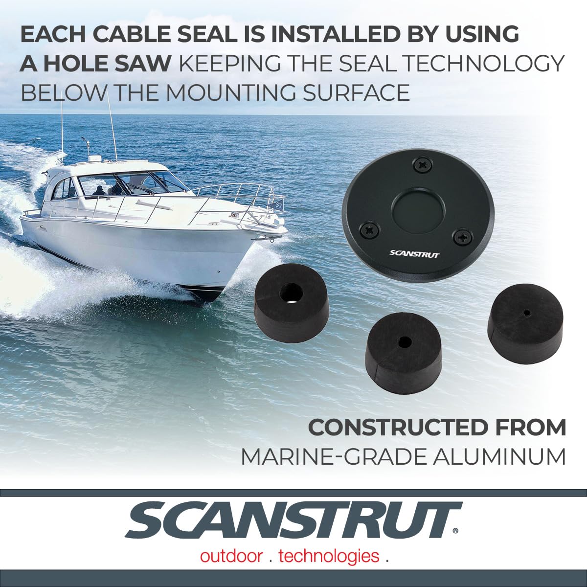 Low Profile Cable Seal, Scanstrut DS-LP-16-BLK Anodised Aluminium - Black