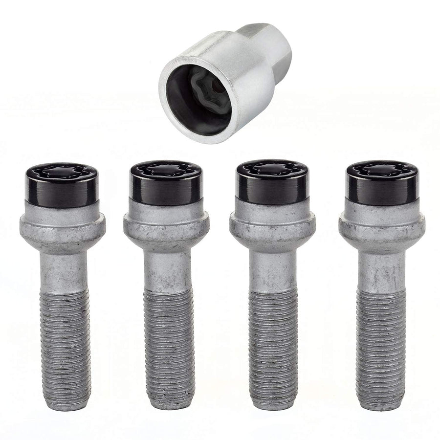 Black McGard Bolt Style Radius Seat Lock Set (M14 x 1.5 Thread Size) - Set of 4 Locks and 1 Key