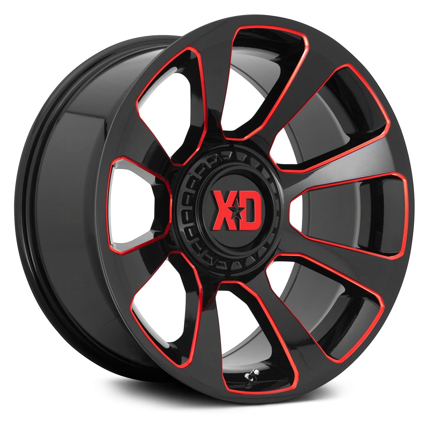 20x9 XD854 REACTOR, Bolt Pattern: 6x135/5.5, Offset: 18, GLOSS BLACK MILLED WITH RED TINT, set of 1
