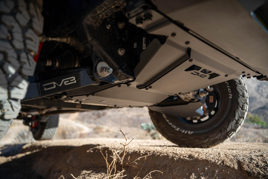 Rear Belly Skid Plate DV8 Offroad for 2024 Toyota Tacoma & Land Cruiser | Protects Bottom of Engine/Oil Pan | Removable Plate for Drain Plug Access | Compatible w/Factory & DV8 Front Skid Plates