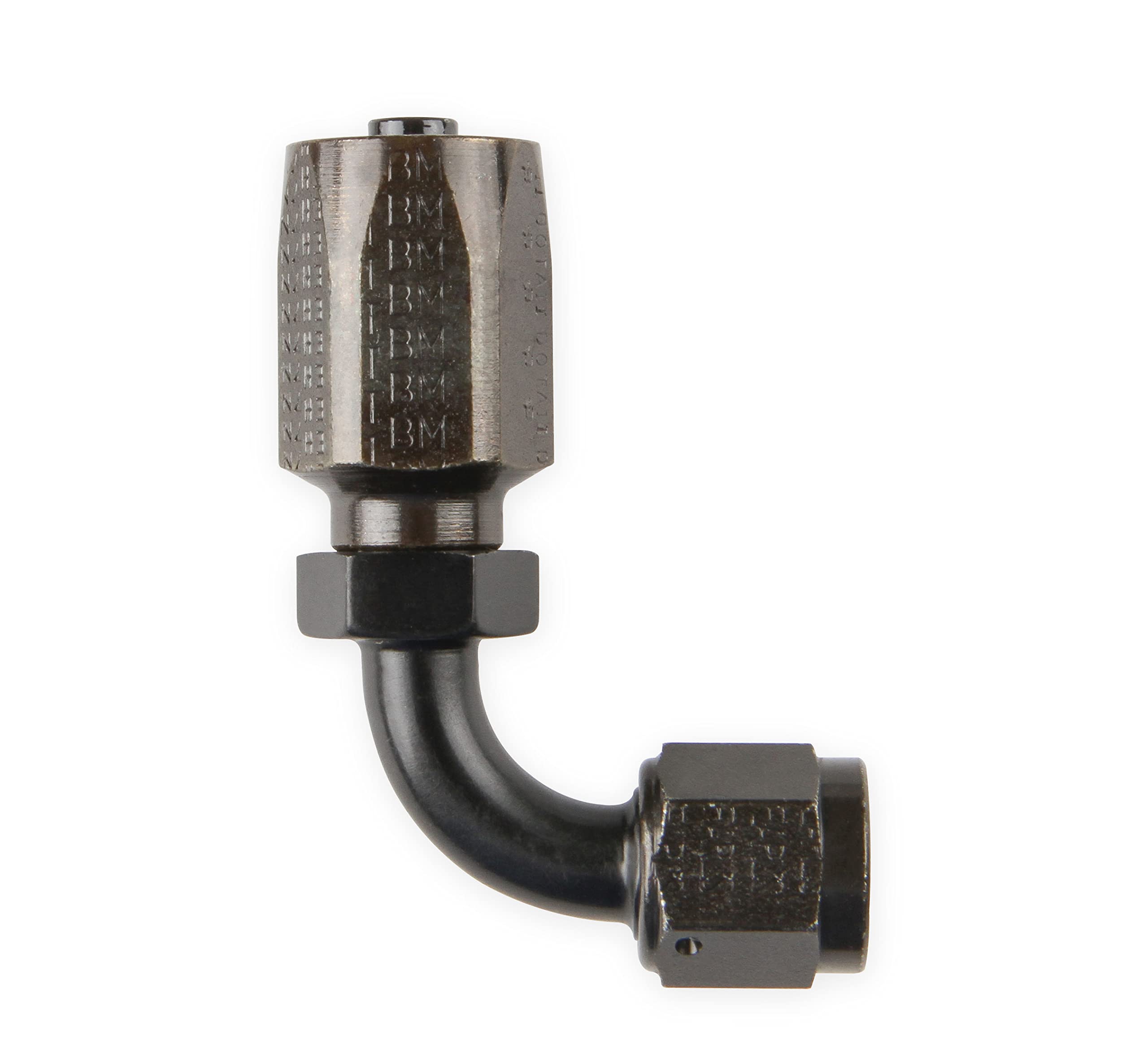 Power Steering Hose End Earl's -6 90 Deg. Black Chromate