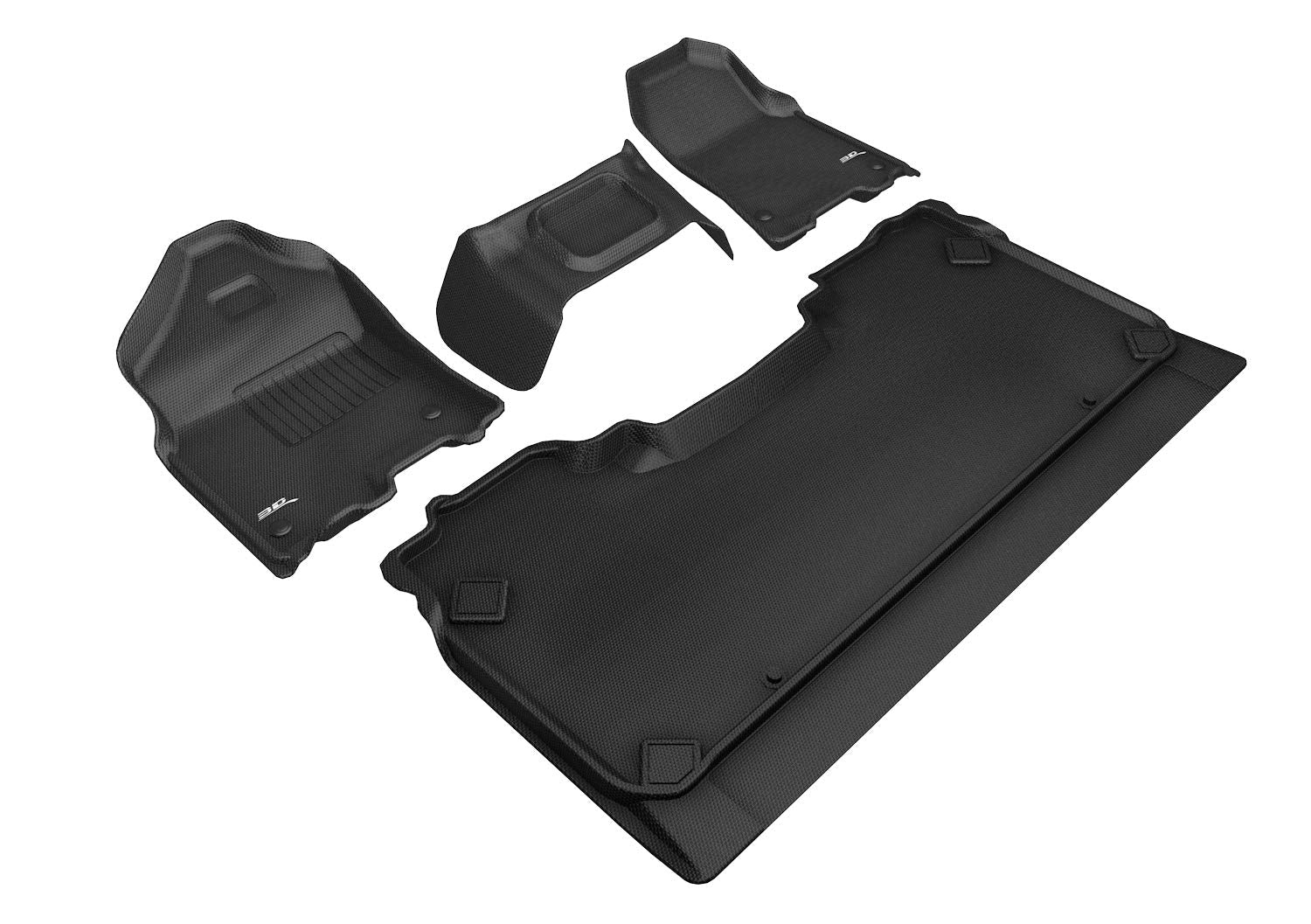 Custom Fit 3D MAXpider All-Weather Floor Mats (Black) Compatible with Dodge Ram 1500 Crew Cab W/Bench Front Row 2019-2024 - R1 R2