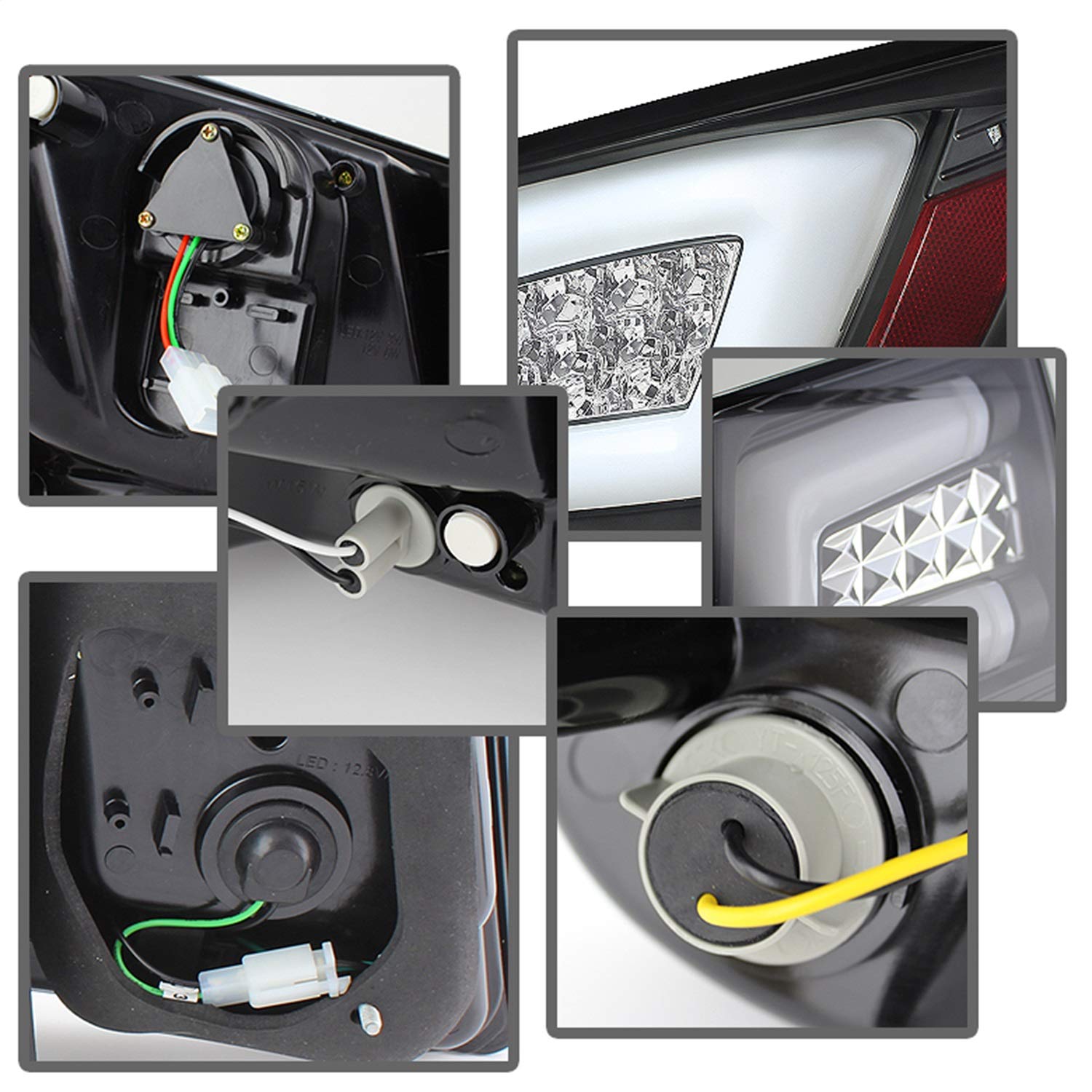 LED Tail Lights Black/Clear Spyder Auto 5076595