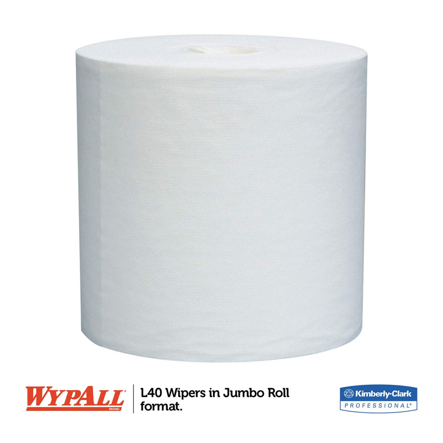 WYPALL L40 KIMBERLY-CLARK PROFESSIONAL* Wipers, Jumbo Roll, Perforated, 12 1/2 x 13 2/5, White, 750/Roll