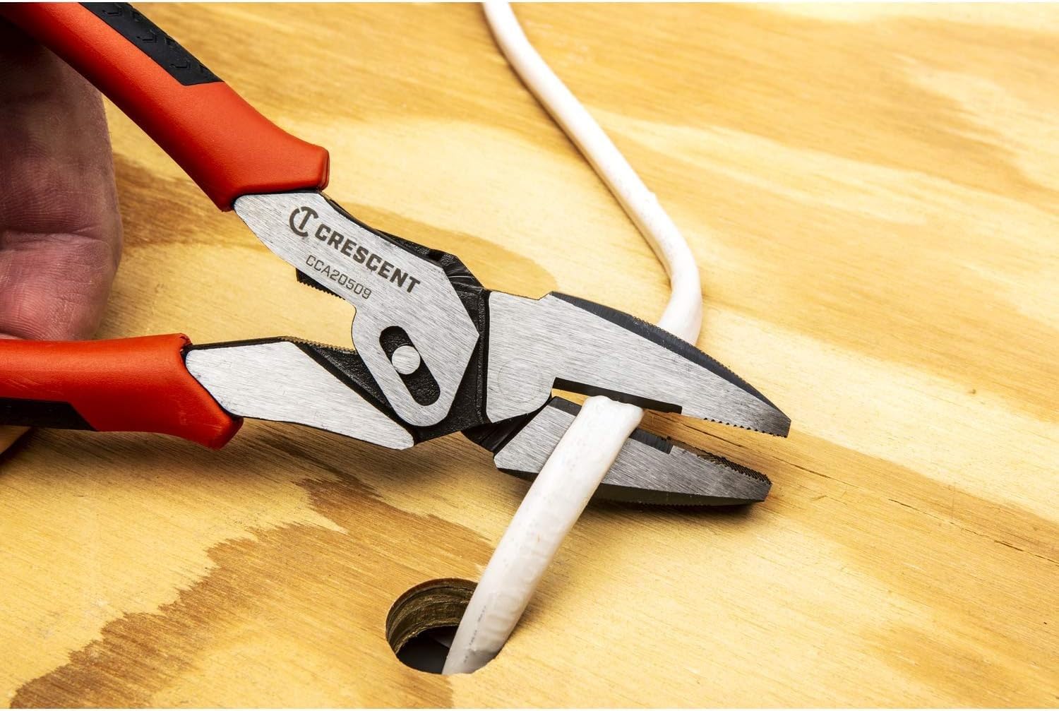 Crescent 9" Dual Material Lineman's Compound Action Pliers - CCA20509, Red