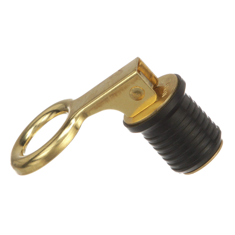 Attwood Snap-Handle 7524A7 Drain Plug, For 1-Inch-Diameter Drains, Locks in Place, Brass Handle, Rubber Plug