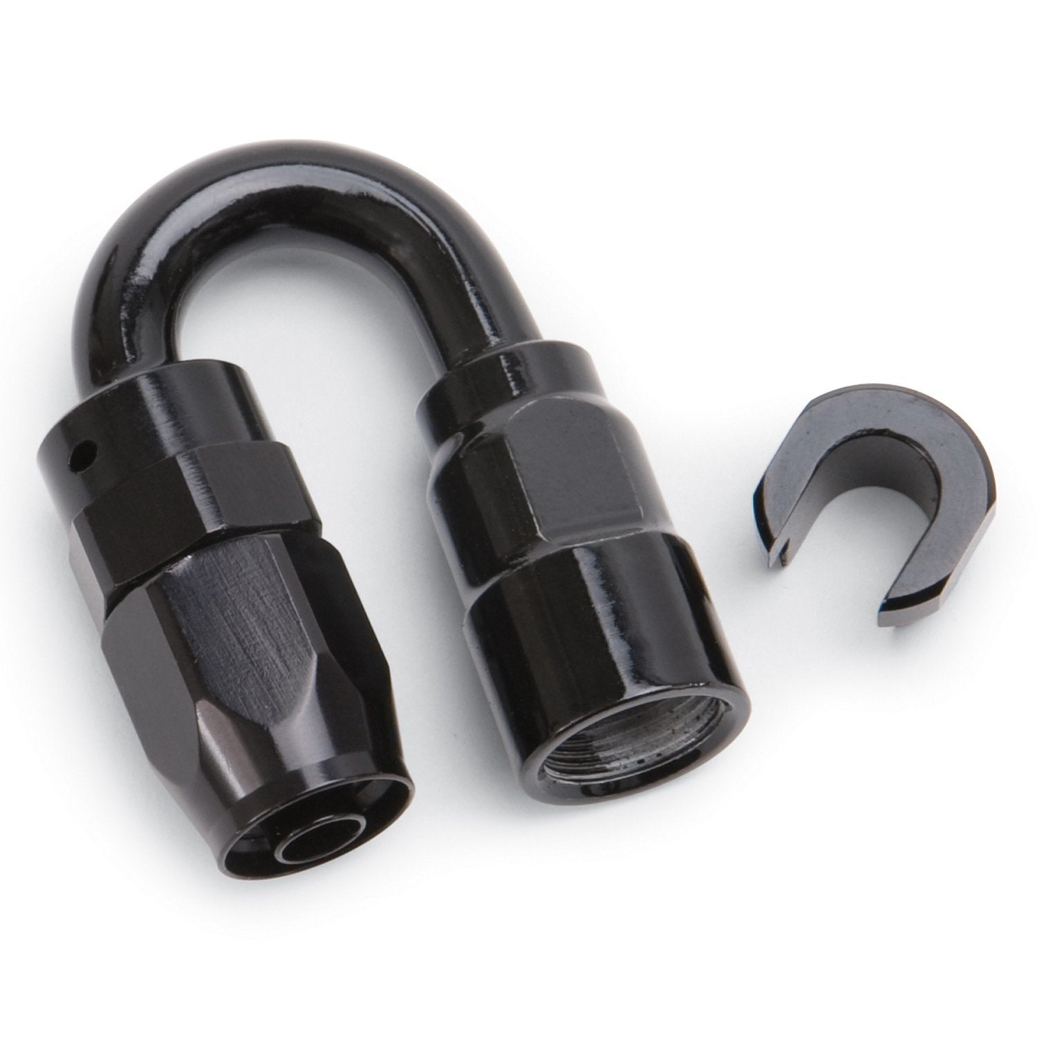 5/16" SAE QUICK DISCONNECT FEMALE HOSE END TO -6 HOSE 180 DEG BLK ANODIZED