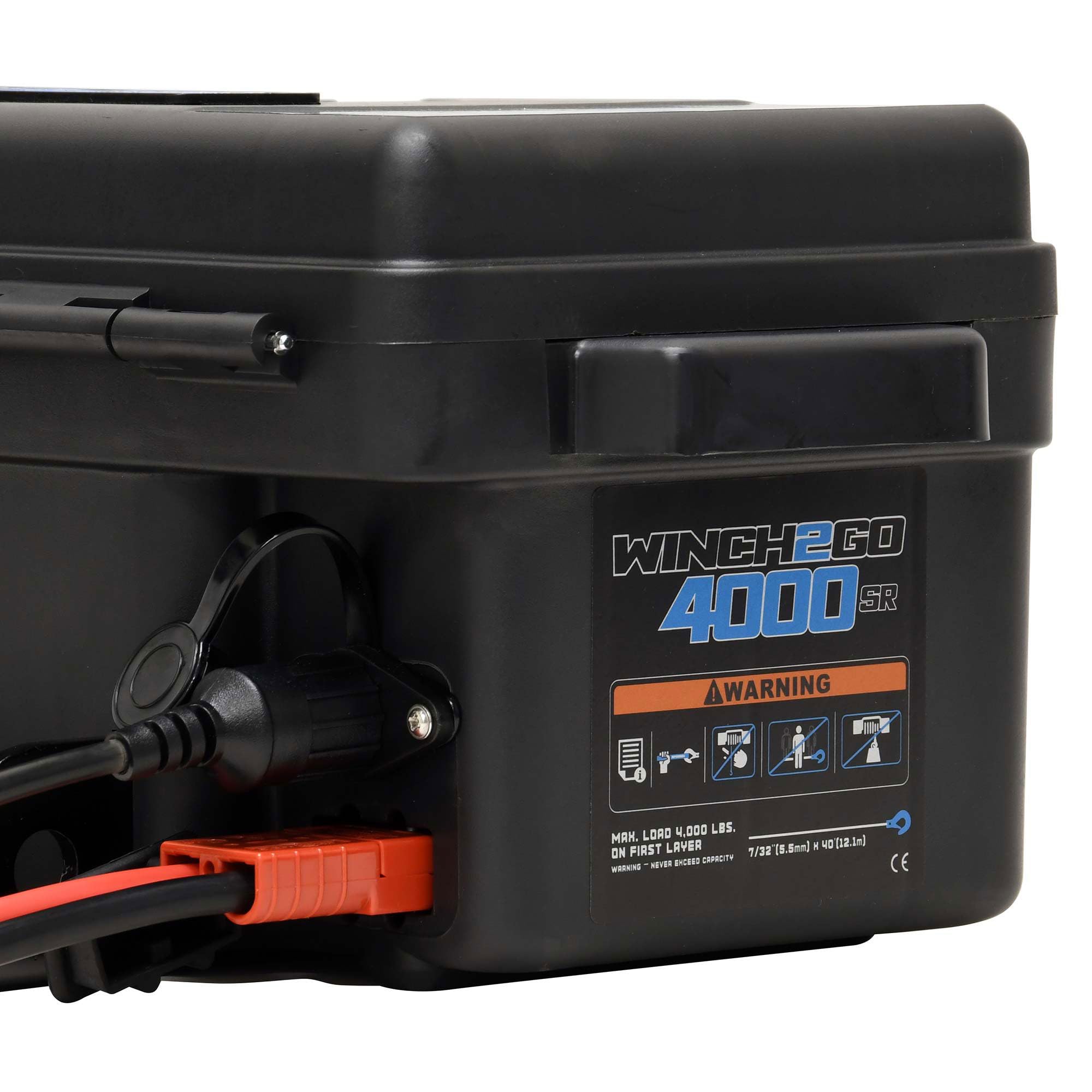 Winch2Go Superwinch 12V DC Electric Portable Utility Winch 4000lb(1814.4kg) Single Line Pull with Steel Mounting Plate Integrated Hawse Fairlead 7/32" x 47' Synthetic Rope Handheld Remote