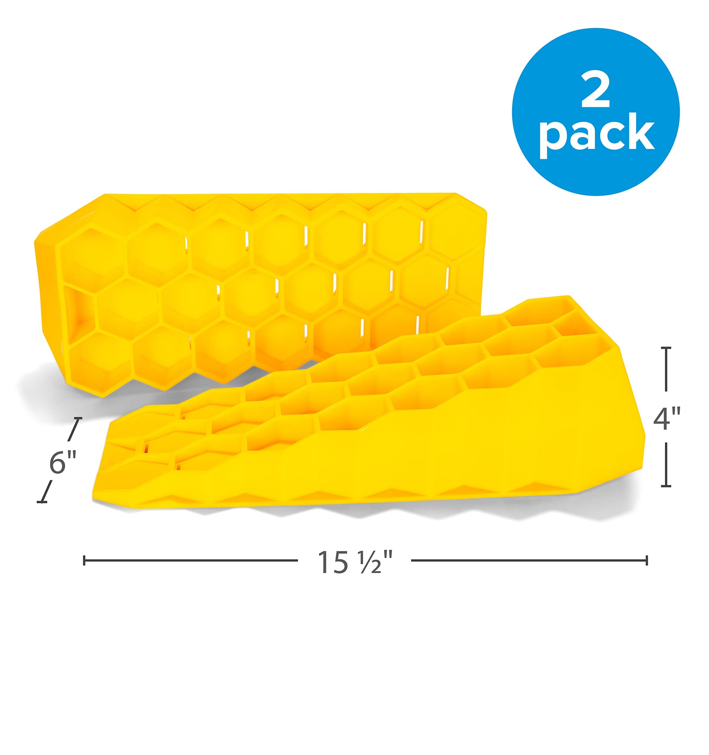 Camco Wedge Leveler Camper/RV - Adds Up to 3.25” of Lift - Features Heavy Duty Lightweight Honeycomb Design - Compatible w/RVs with Parking Brakes - 2-Pack (44580)