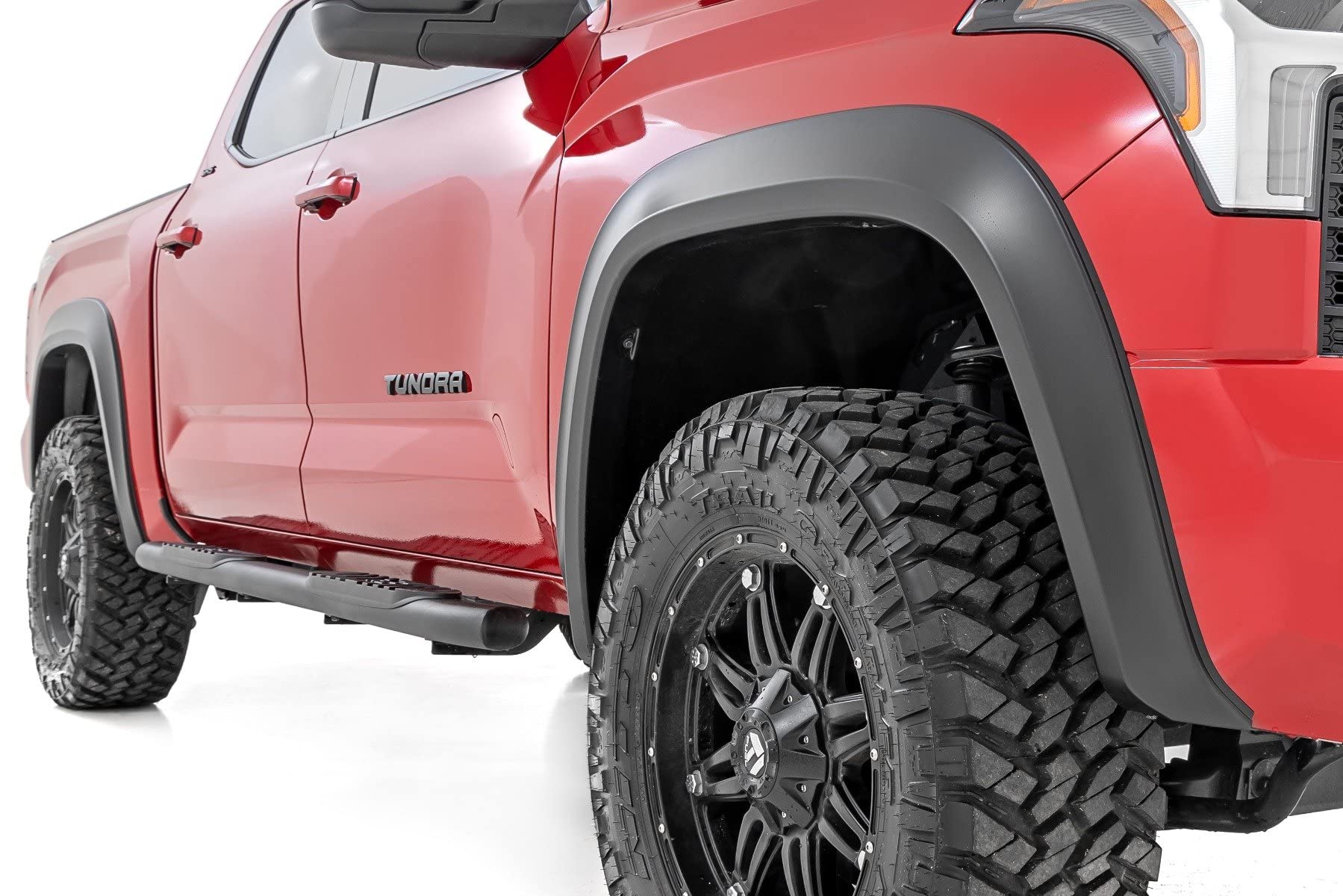 Rough Country Fender Flares Sport for Toyota Tundra (2022-2025) - 6" Flare Height, Paintable Flat Black ABS, UV-Protected, No-Drill Install