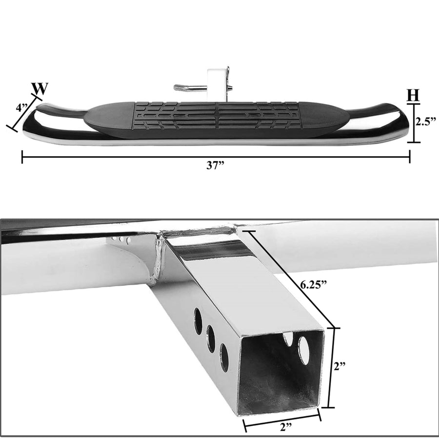 Black Horse Stainless Steel Rear Hitch Step Stainless Steel Compatible with Universal-Universal Universal Universal Fits in Class III 2â€ Hitch Receiver 4" Oval