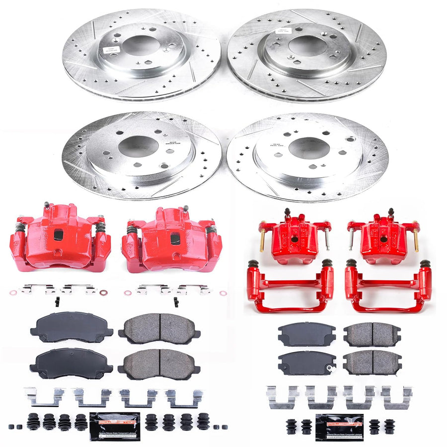 Power Stop Z23 Evolution Front and Rear Brake Caliper Kit- Brake Pads, Brake Rotors, Brake Calipers