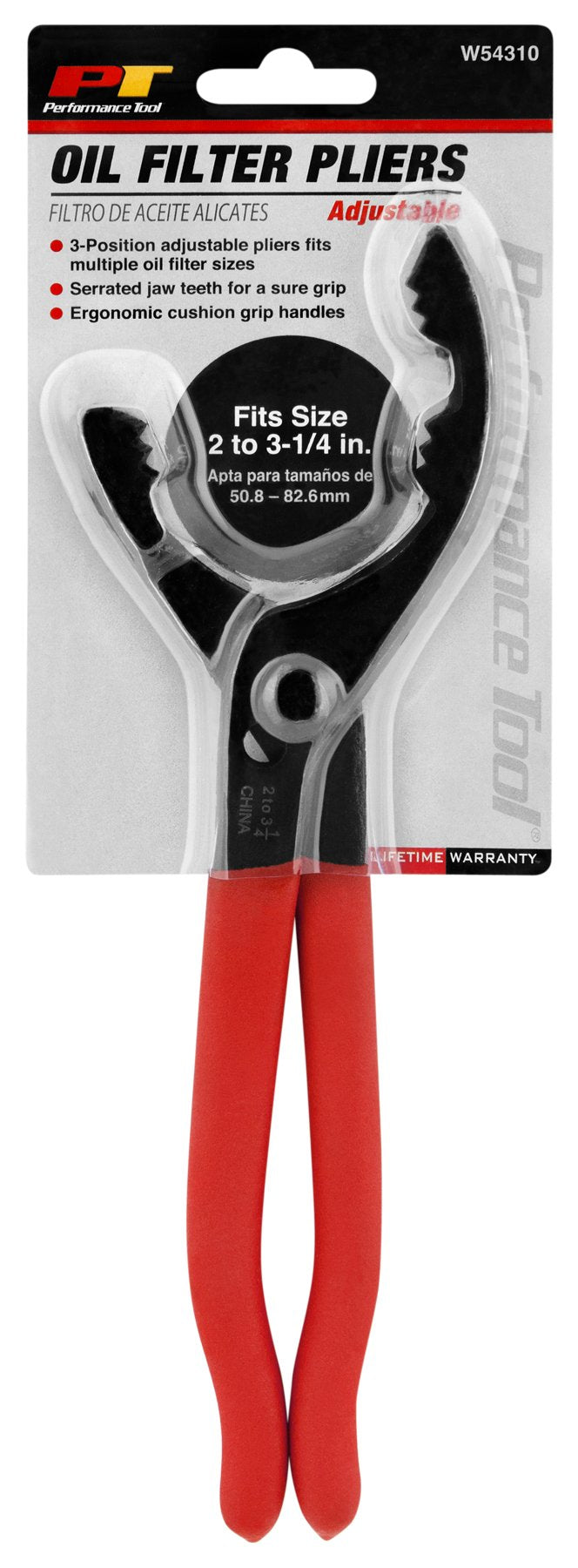 Small Performance Tool W54310 Straight Jaw Oil Filter Pliers 2 in. to 3-1/4 in.