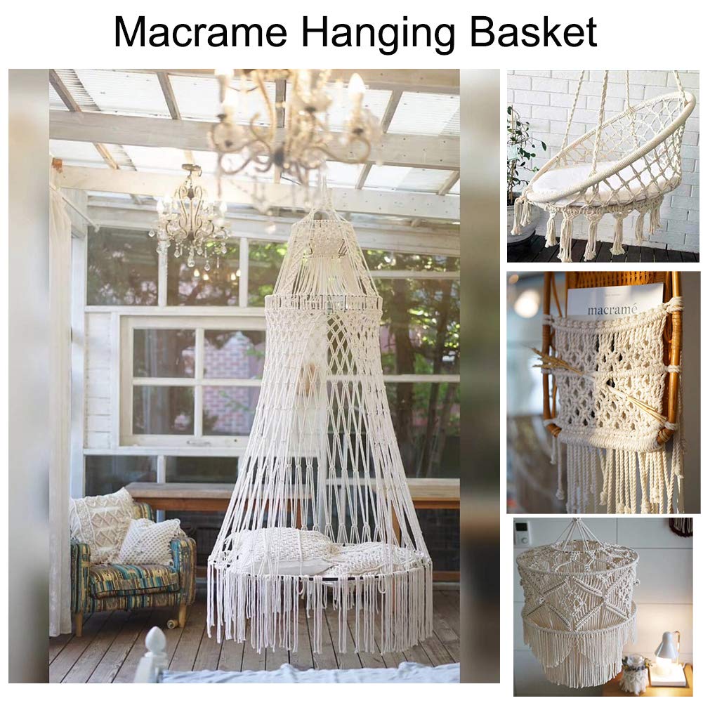 55 Yards JEWELEADER Natural Cotton Macrame Cord 6mm Twisted Soft Knitting Rope for Handmade Crafts Decoration Wall Hanging Plant Hanger Crocheting Bohemia Dream Catcher White Smoke