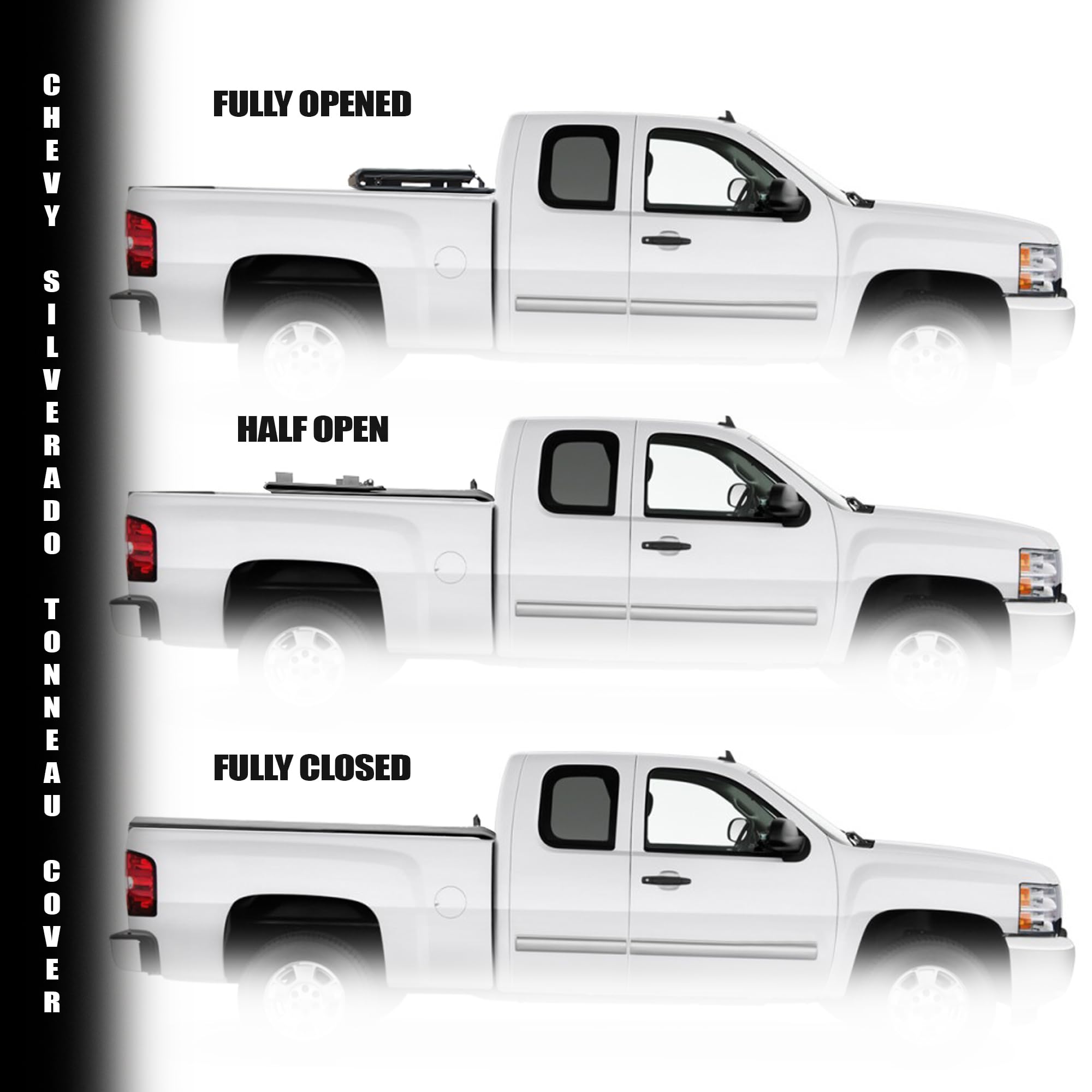 Low Profile Armordillo Hard Tri-Fold Truck Bed Tonneau Covers for Chevy Silverado fits 2007-2013 Chevy Silverado/GMC Sierra 1500/2007-2014 2500 3500 6.5ft (78") Bed | CoveRex TFX | 8705292