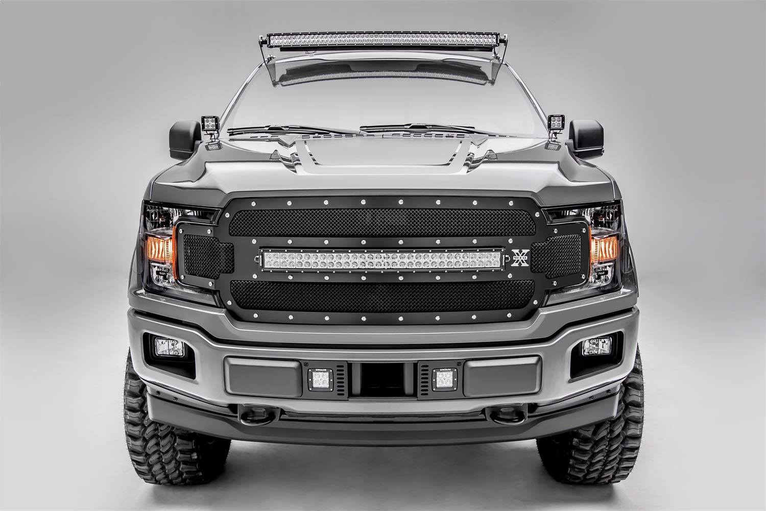 ZROADZ LED Kit Ditch Hood Hinge - Compatible w/ 2018-2020 Ford F150 - Incl. (2) 3 Inch Pod Lights - Mild Steel Gloss Black Finish - Easy Bolt-On Installation - PN #Z365711-KIT2