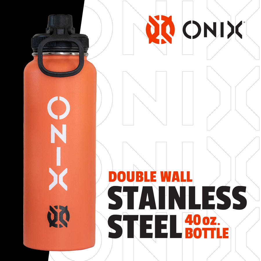 Stainless Steel ONIX Pickleball Accessory Dishwasher Safe Insulated Sweat Proof Double Wall 40 oz. Water Bottle — Orange