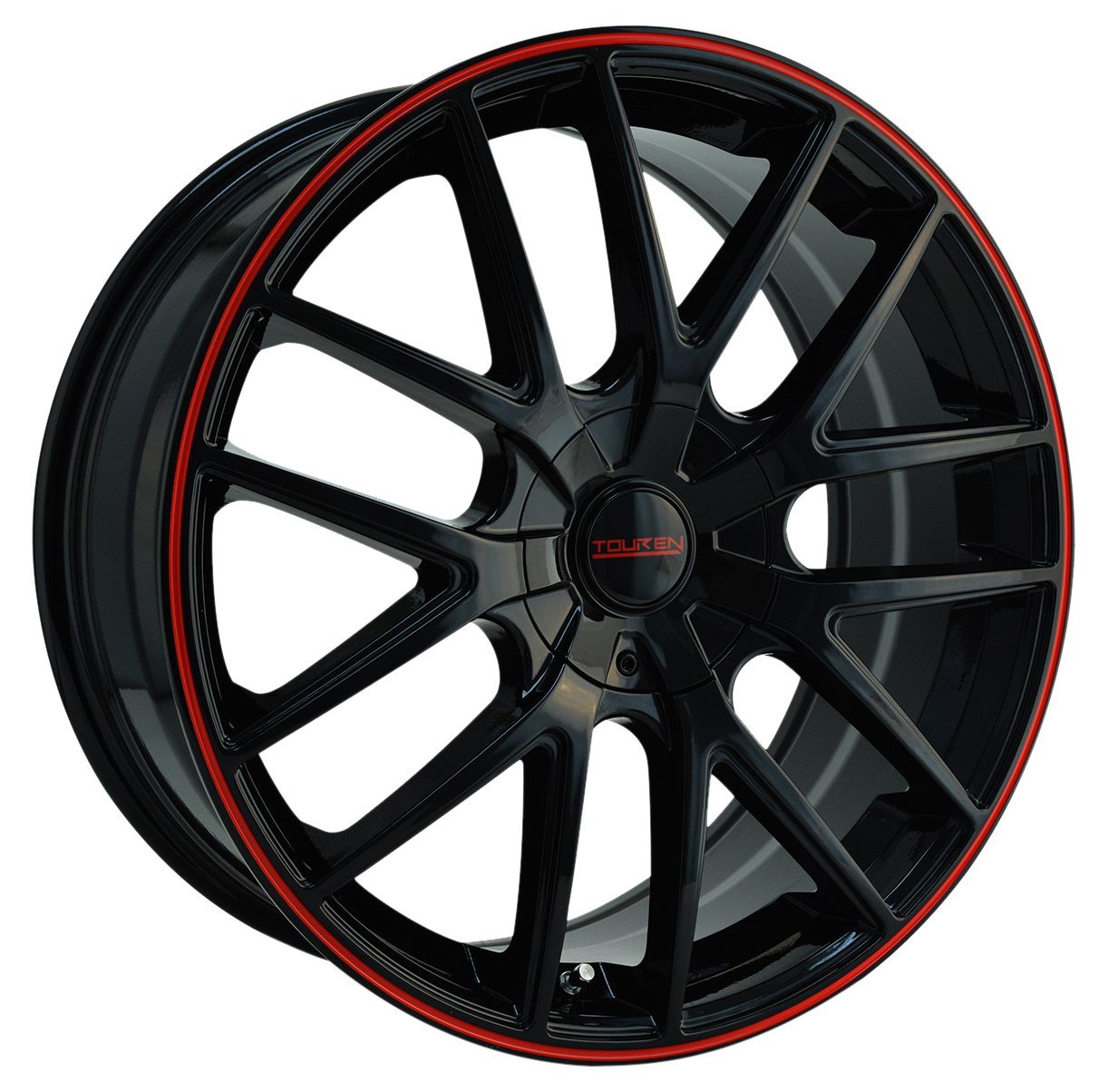 18x8 TR60, Bolt Pattern: 5x100/4.5, Offset: 40, BLACK/RED RING, set of 1