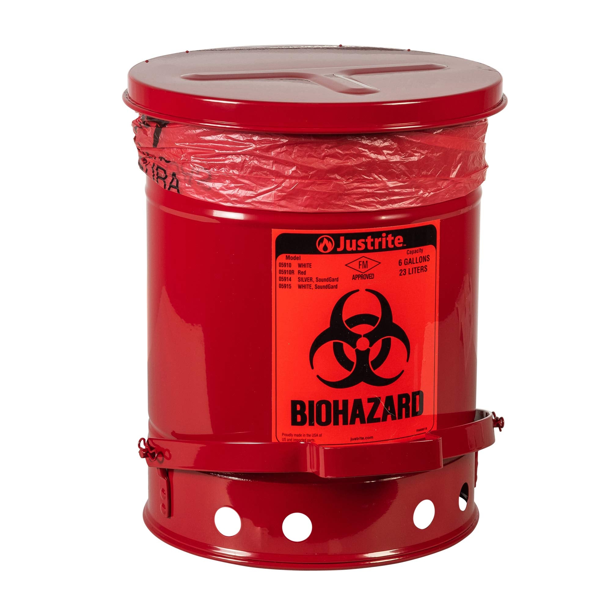 Biohazard Waste Container Justrite,15 in. W