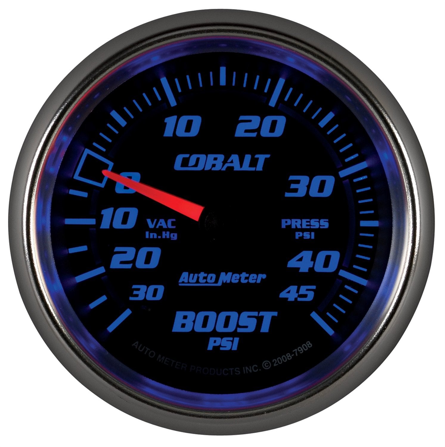 Auto Meter Cobalt 2-5/8" 30 in. Hg/45 PSI Mechanical Vacuum/Boost Gauge 7908