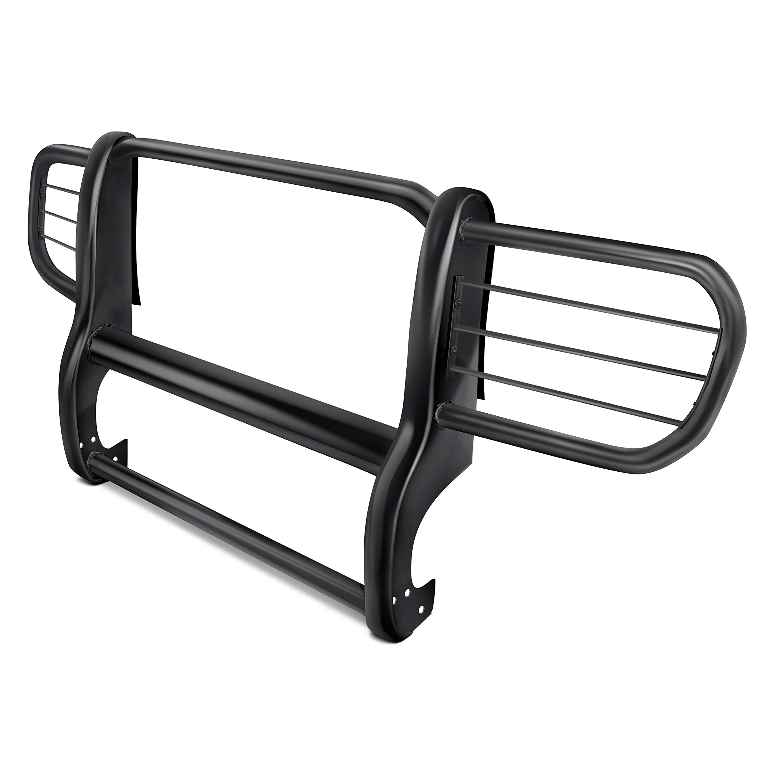 Bumper Guard Modular Black Black Horse Grille brush Come With pair of 7.0"Dia.LED Lights with Red Trim Rings Compatible with 2002-2007 Jeep Liberty-17EH26MA-PLR