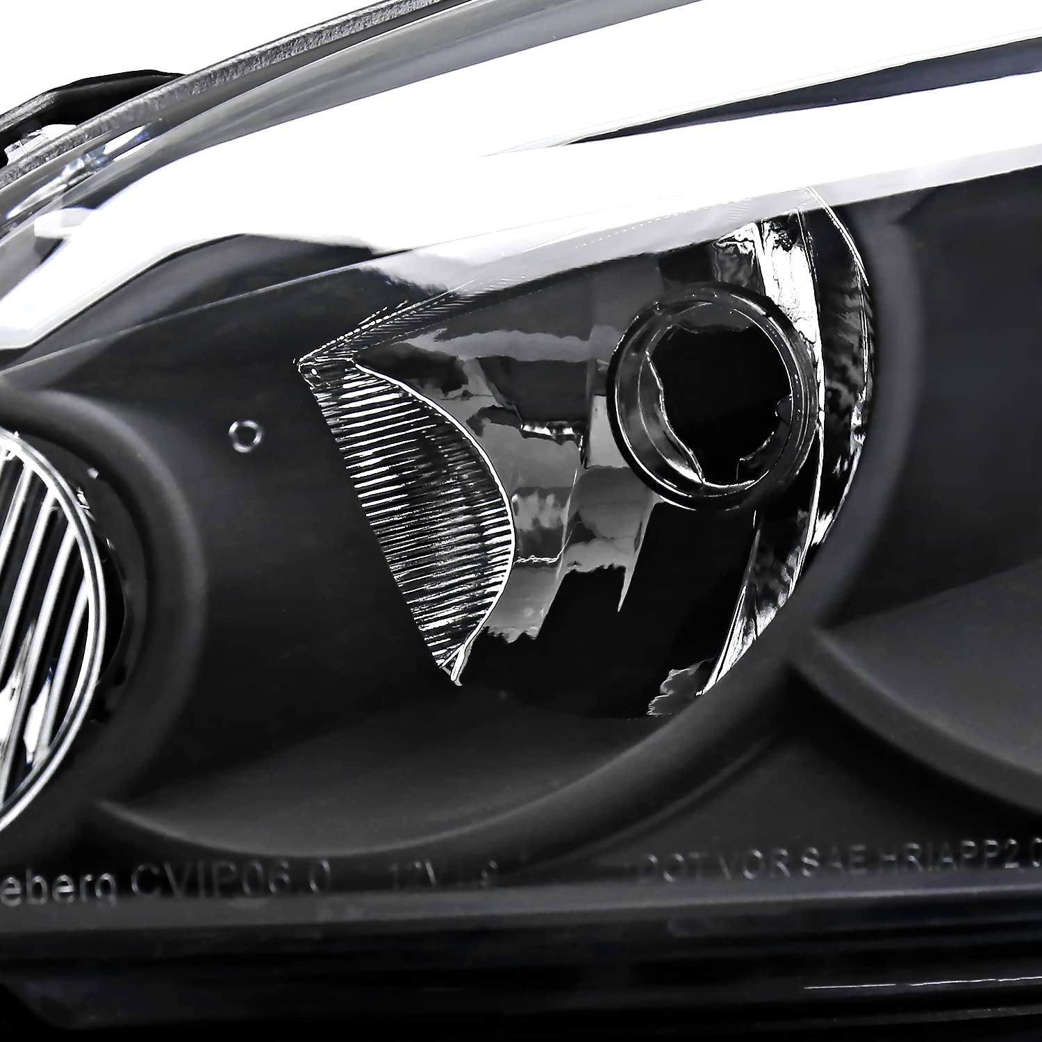 Black Headlights w/LED Strip SPEC-D TUNING Compatible with 2006-2013 Chevy Impala, 2006-2007 Monte Carlo, Left + Right Pair Headlamps Assembly