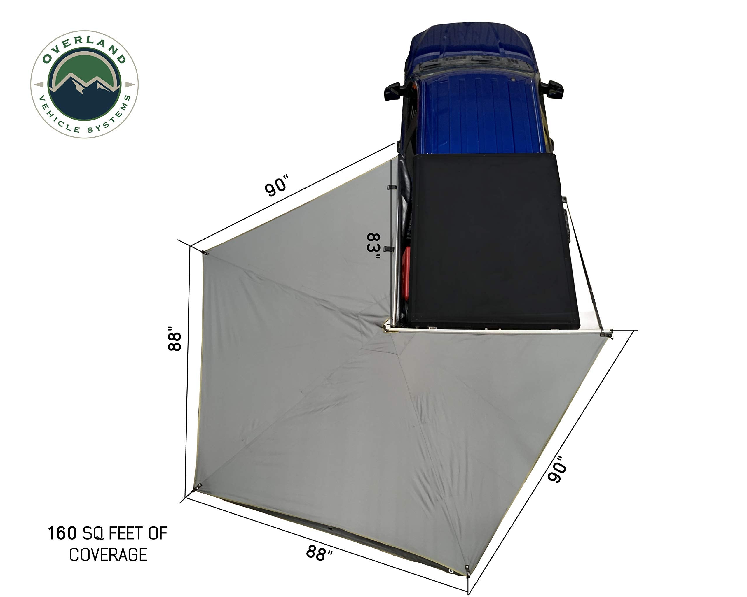 Overland Vehicle Systems Nomadic 270 LT Drivers Side Awning | Dark Grey | Includes Black Travel Cover | 19579907