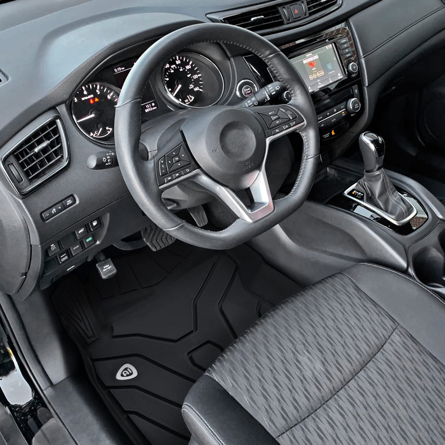 All-Weather Spec-D Tuning Black Injection-Molded TPE Front + Rear Floor Mats Compatible with 2014-2020 Nissan Rogue, 3PC