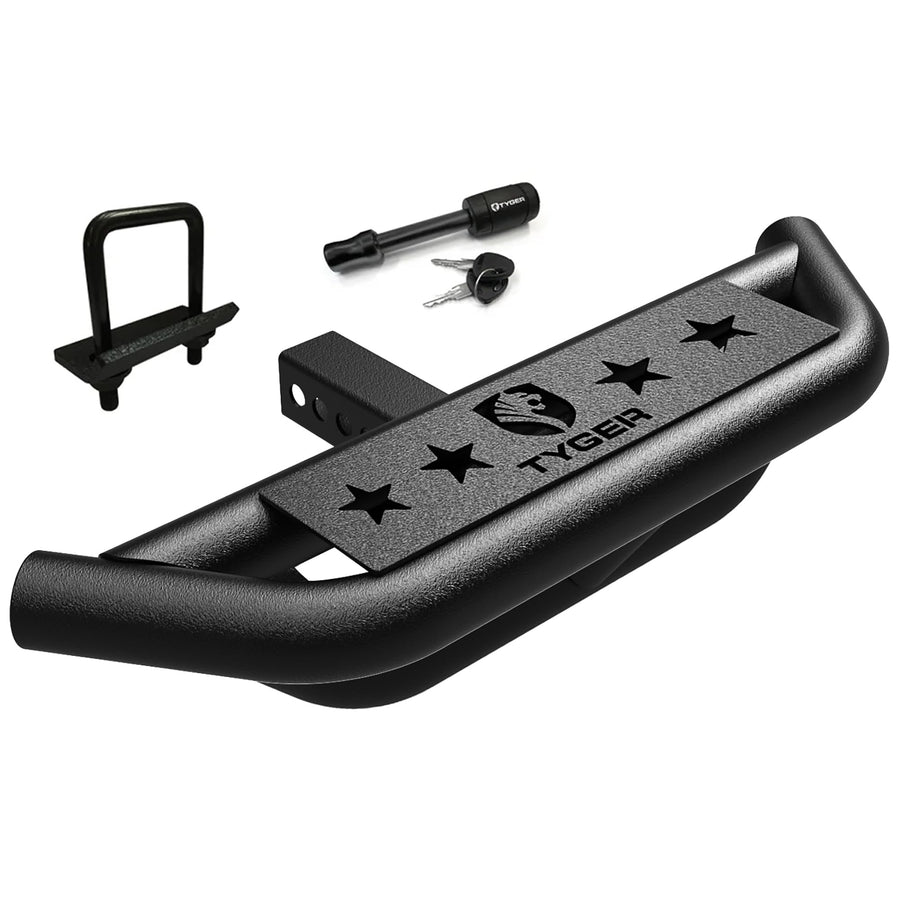 Tyger Auto Hitch Armor TG-HS8U81238 Compatible with Vehicles with 2" Hitch Receiver | Textured Black | Hitch Step | Rear Bumper Guard Protector | with Pin Lock and Stabilizer