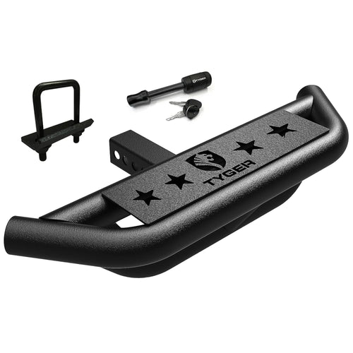 Tyger Auto Hitch Armor TG-HS8U81238 Compatible with Vehicles with 2" Hitch Receiver | Textured Black | Hitch Step | Rear Bumper Guard Protector | with Pin Lock and Stabilizer