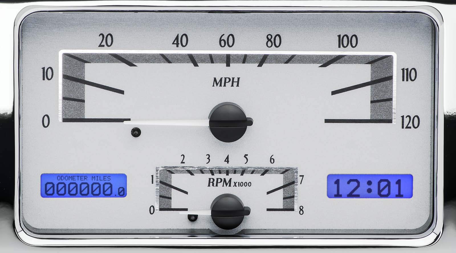 Dakota Digital VHX Dash Gauge Instruments System 1937-38 Chevy Car, SILVER ALLOY style and BLUE display - VHX-37C