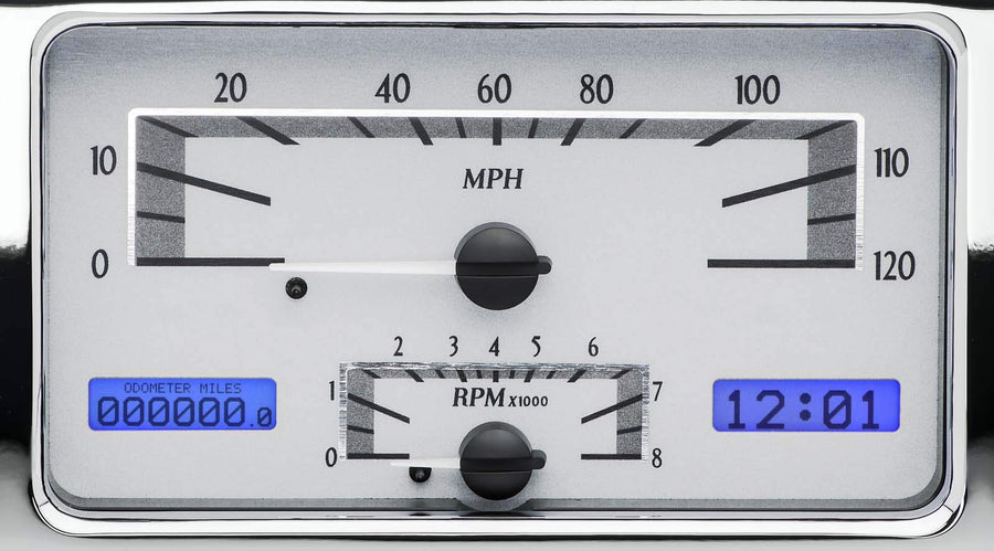 Dakota Digital VHX Dash Gauge Instruments System 1937-38 Chevy Car, SILVER ALLOY style and BLUE display - VHX-37C