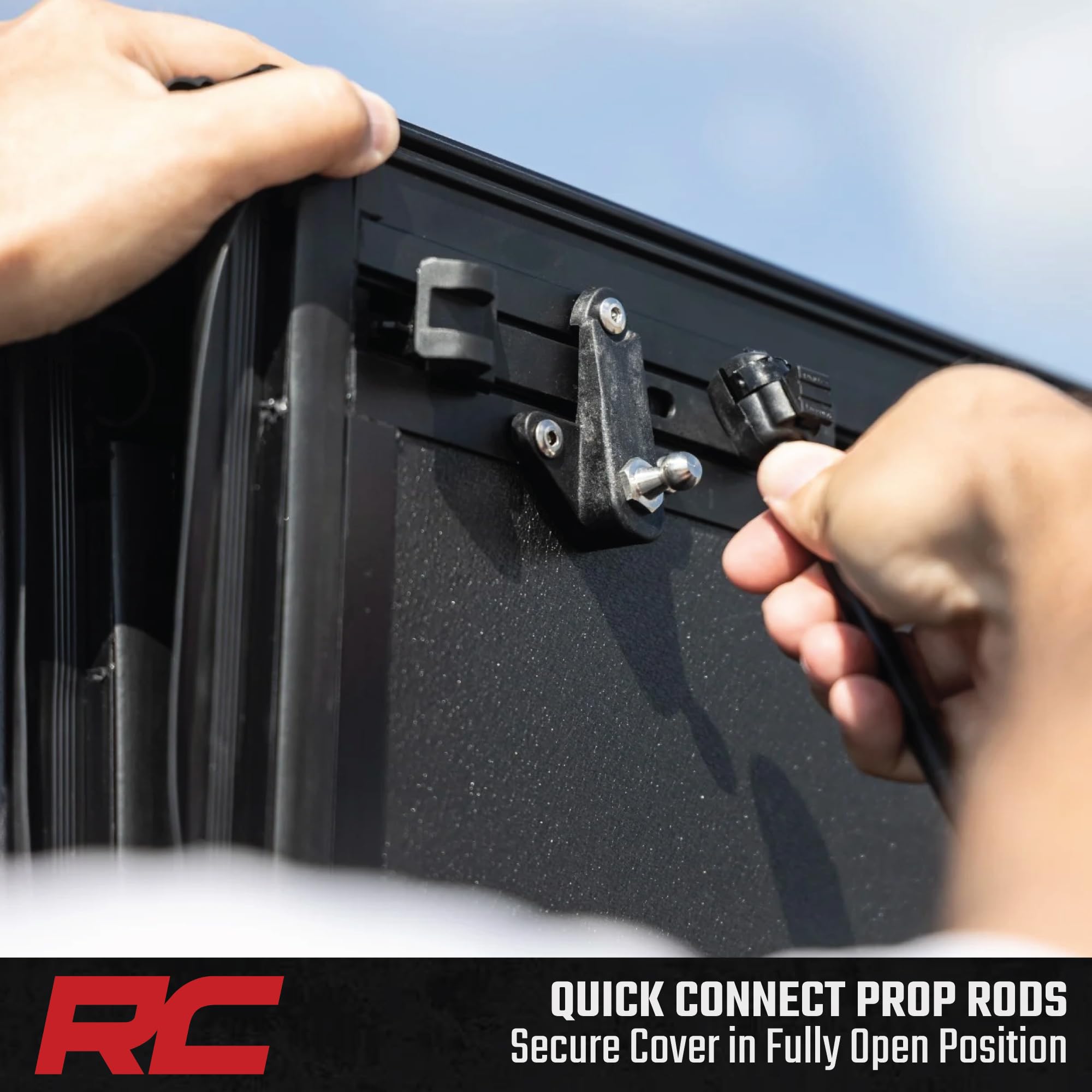 Rough Country Tonneau Cover Hard Flip-Up for Toyota Tacoma (2016-2023) - Fits 5' Bed, Tri-Fold Aluminum Truck Bed Cover, Weatherproof w/Full Bed Access