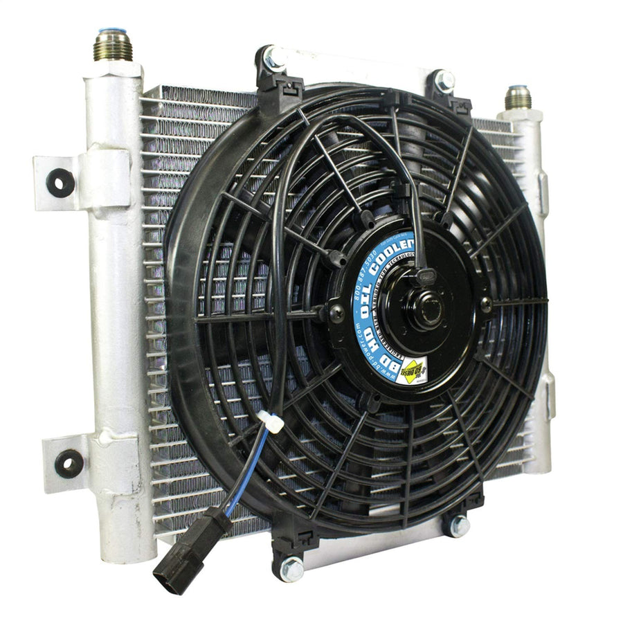 Xtruded BD Diesel 1300611 Auxiliary Transmission Oil Cooler; Incl. Fan; -10 JIC Male Connection;