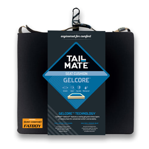 GelCore Tail Mate Premium Seat Cushion with Memory Foam for Stadium Seats, Office, Home, Car, Hunting, Travel, and More, Black